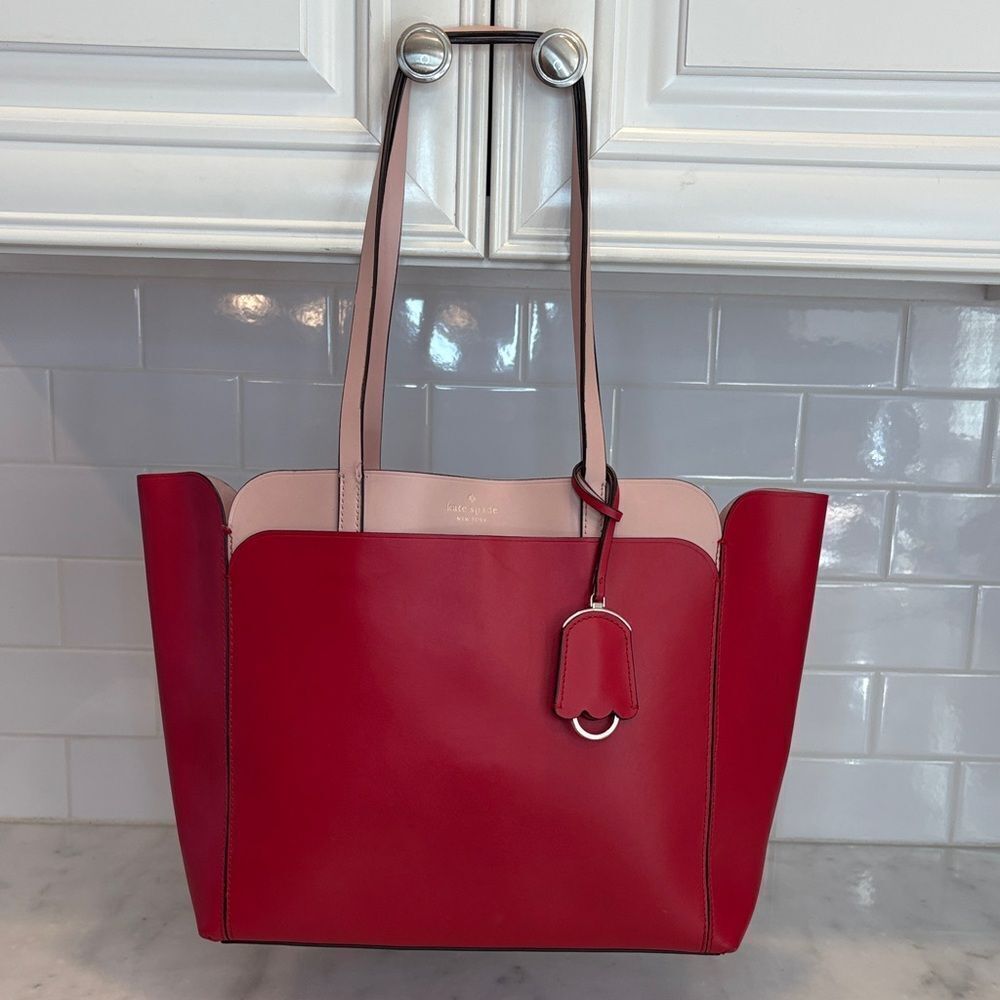 Kate Spade Purse Handbag Leather Magnolia Street Hot Chili Large Top Zip Tote